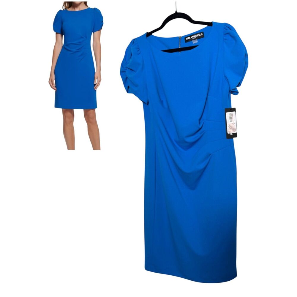 Karl Lagerfeld Royal Blue Short Sleeve Sheath Dress Size 10 NEW with Tags